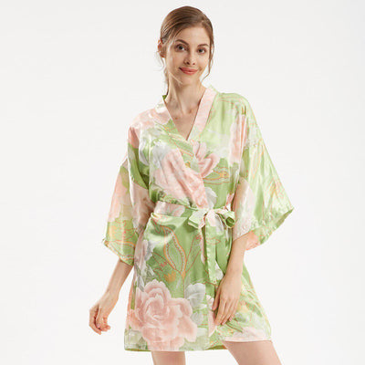 Kimono Fleuri Vert-Peignoir Avenue