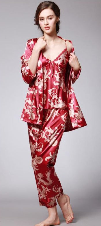 Pyjama Satin Femme Rouge – Peignoir Avenue