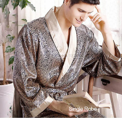 Robe de Chambre Homme Satin Doré