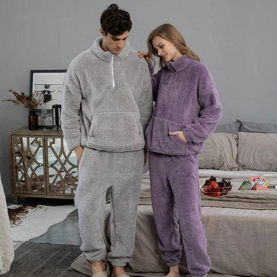 Pyjama long femme pilou100% coton - Coupe classique, coloris Nuit