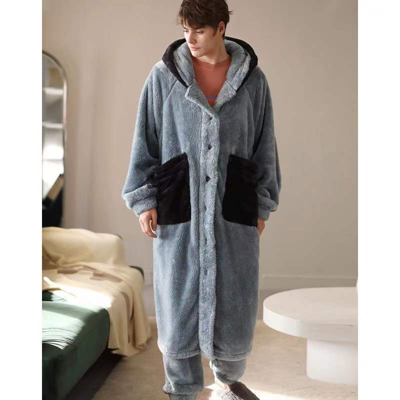 Combinaison pyjama pilou à capuche bleu gris fille