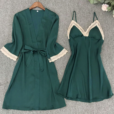 Robe de Chambre Courte Femme Verte