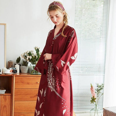 Kimono Satin Bordeaux-Peignoir Avenue