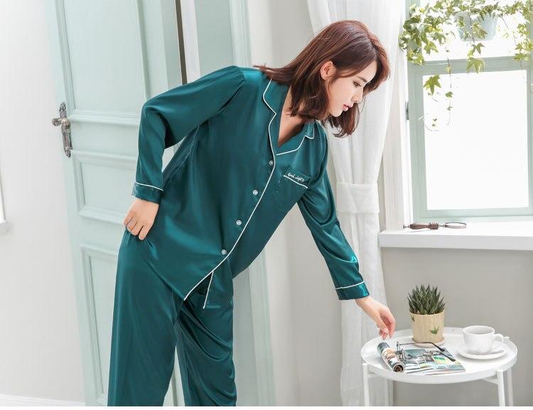 Pyjama Satin Femme Vert – Peignoir Avenue