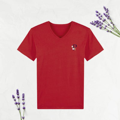 T-Shirt Rouge Col en V Homme-Peignoir Avenue