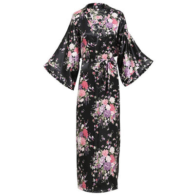 Kimono Long Satin Noir