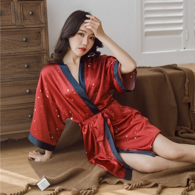 Pyjama Satin Femme Rouge – Peignoir Avenue