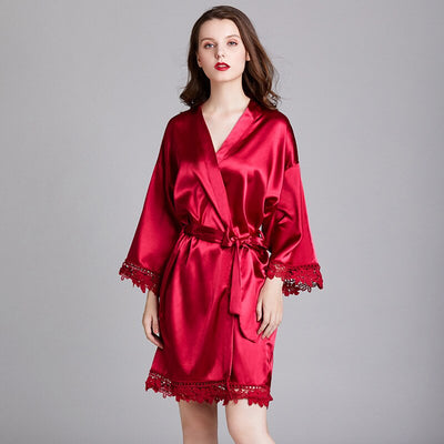 Kimono Satin Femme Rouge