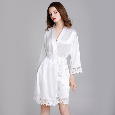 Kimono Satin Blanc Femme