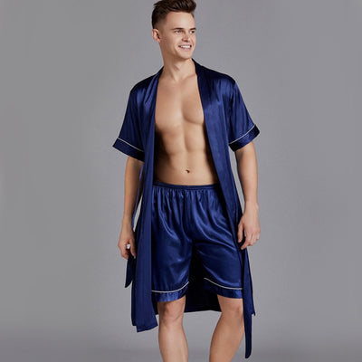 Pyjama Short Satin Homme bleu