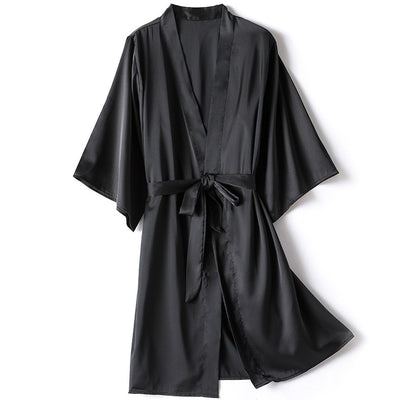 Veste Kimono Satin Noir