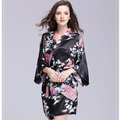 Kimono Noir Fleuri