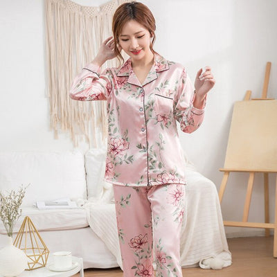 Pyjama Satin Imprimé Fleuri