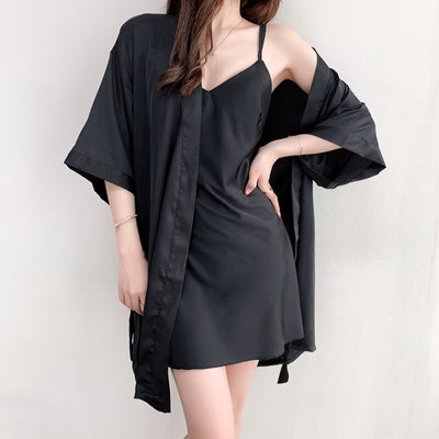 Kimono Satin Robe Noir